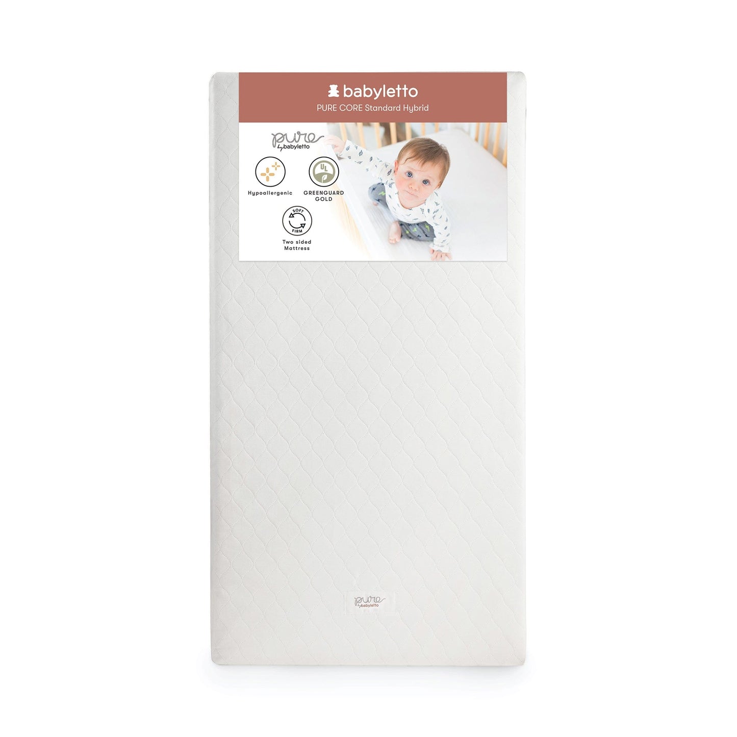 Babyletto Pure Core Crib Mattress w/ Hybrid Quilted Waterproof Cover (2-Stage)