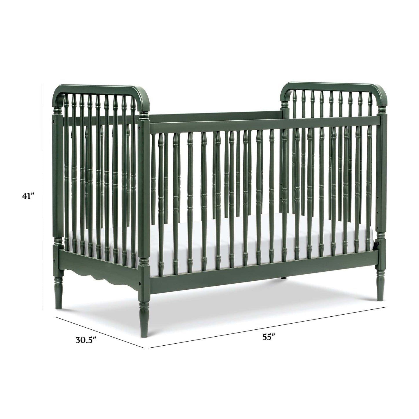 Namesake Liberty 3-in-1 Convertible Spindle Crib w/Toddler Bed Conversion Kit - Forest Green