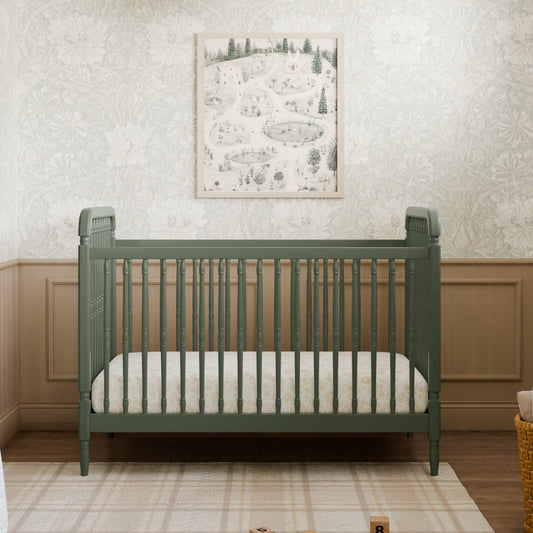 Namesake Liberty 3-in-1 Convertible Spindle Crib with Toddler Bed Conversion Kit - Juniper