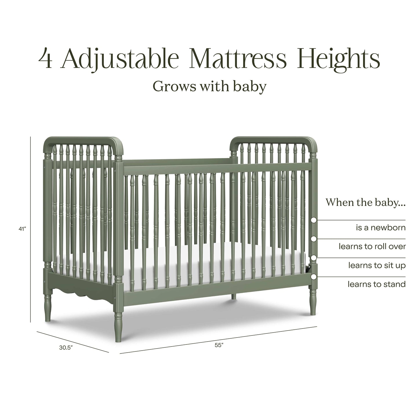 Namesake Liberty 3-in-1 Convertible Spindle Crib with Toddler Bed Conversion Kit - Juniper