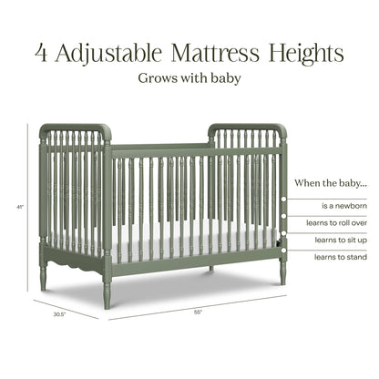 Namesake Liberty 3-in-1 Convertible Spindle Crib with Toddler Bed Conversion Kit - Juniper