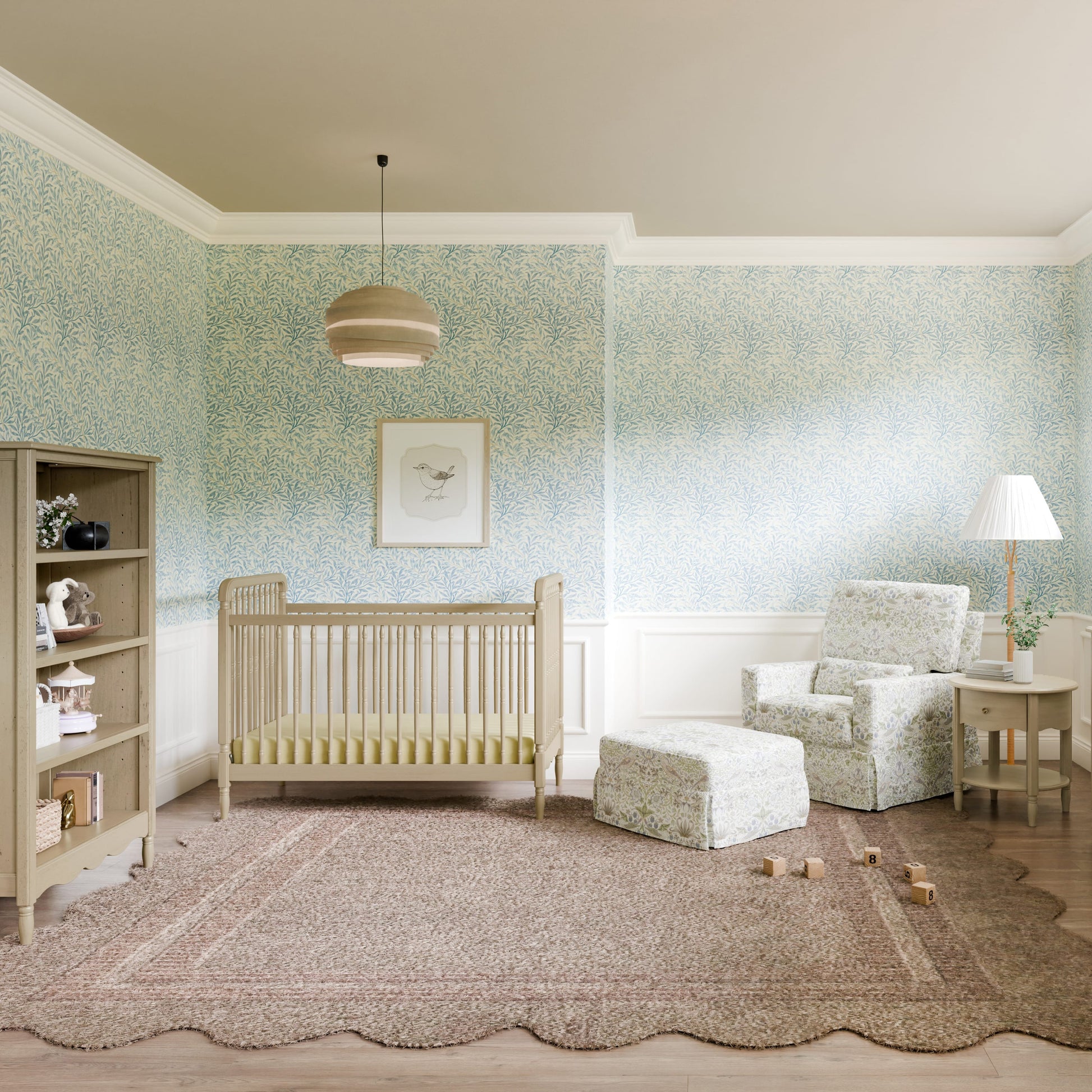 Namesake Liberty 3-in-1 Convertible Spindle Crib with Toddler Bed Conversion Kit - Washed Pine