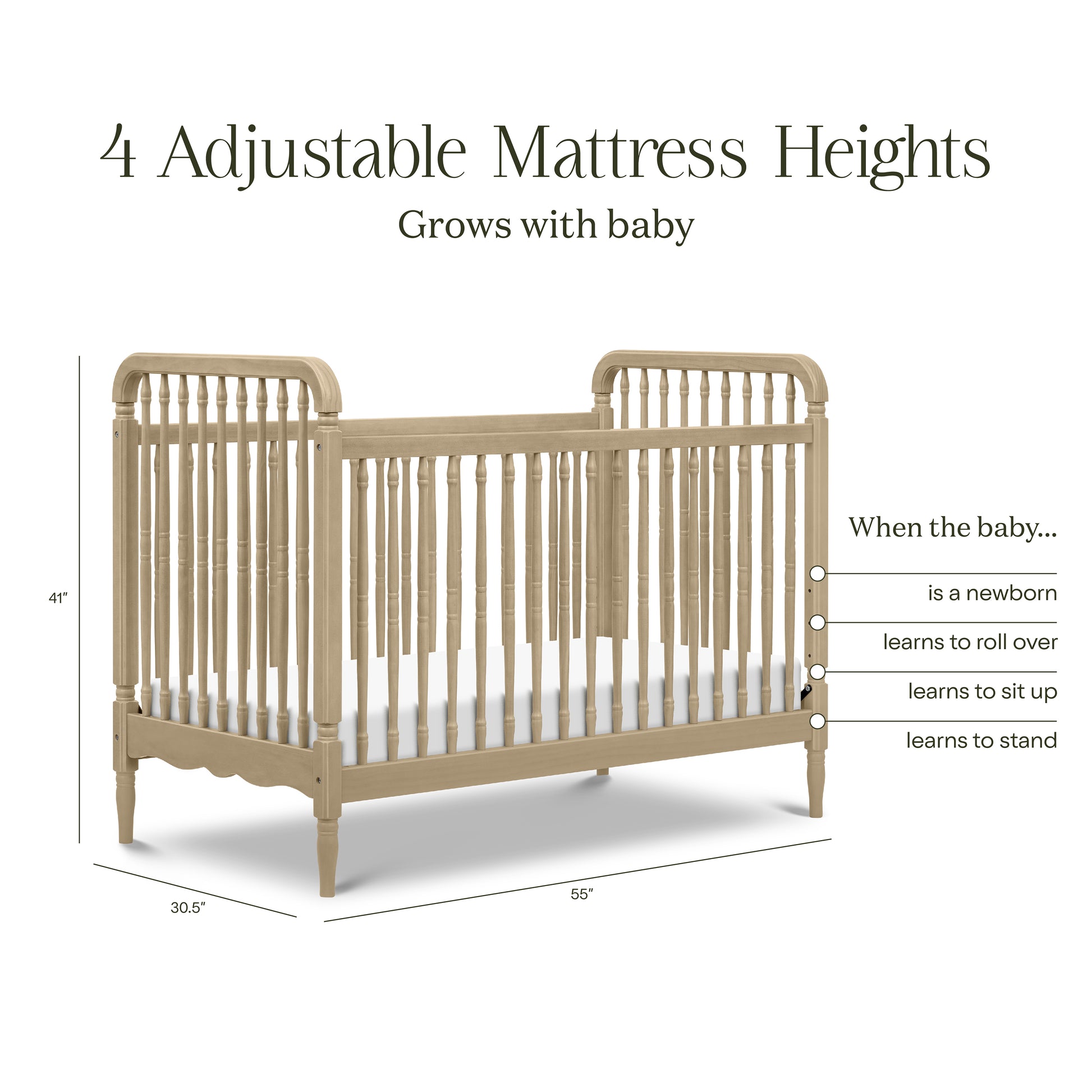 Namesake Liberty 3-in-1 Convertible Spindle Crib with Toddler Bed Conversion Kit - Washed Pine