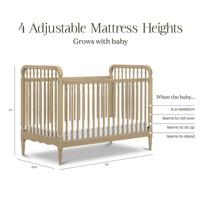 Namesake Liberty 3-in-1 Convertible Spindle Crib with Toddler Bed Conversion Kit - Washed Pine