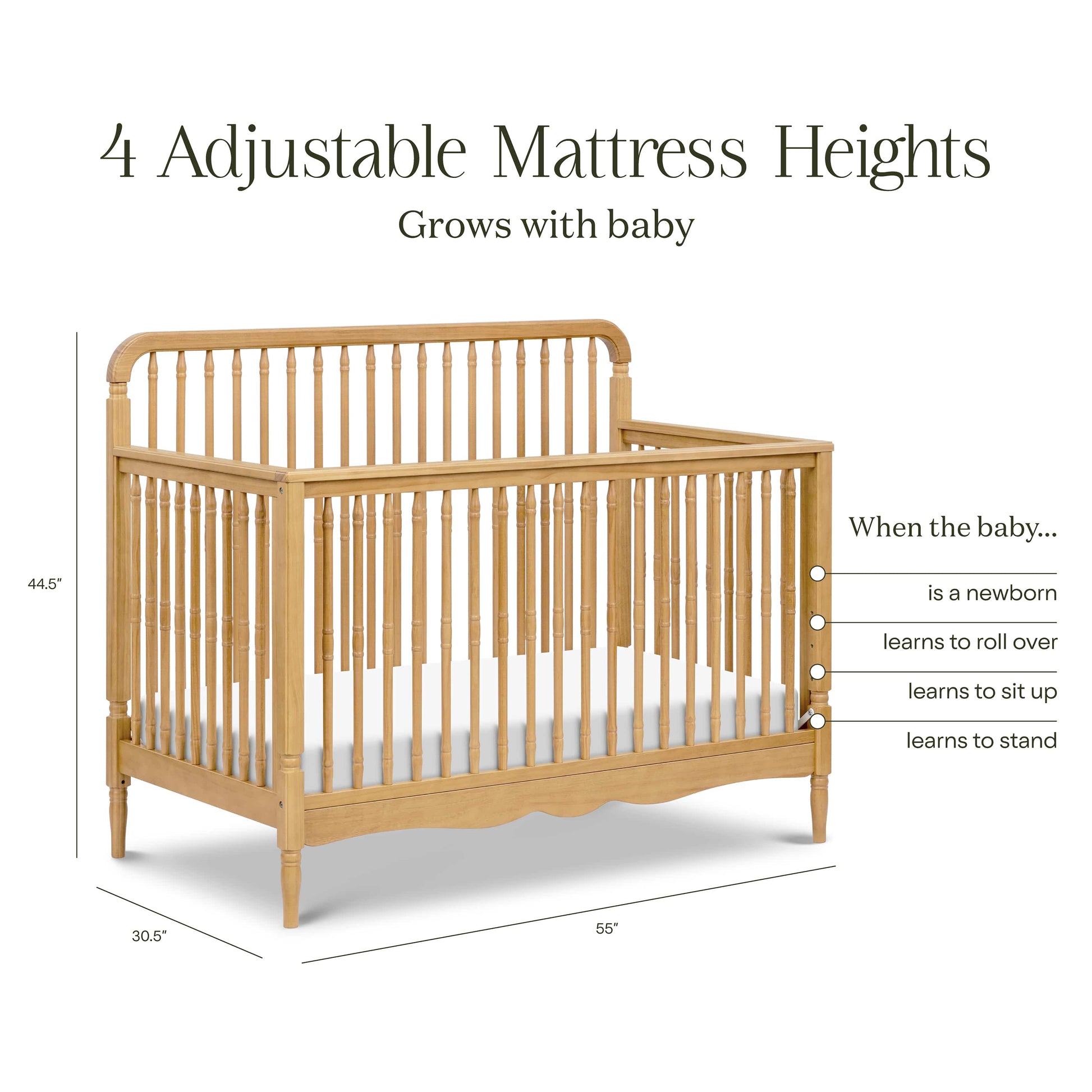 Namesake Liberty 4-in-1 Convertible Spindle Crib - Honey