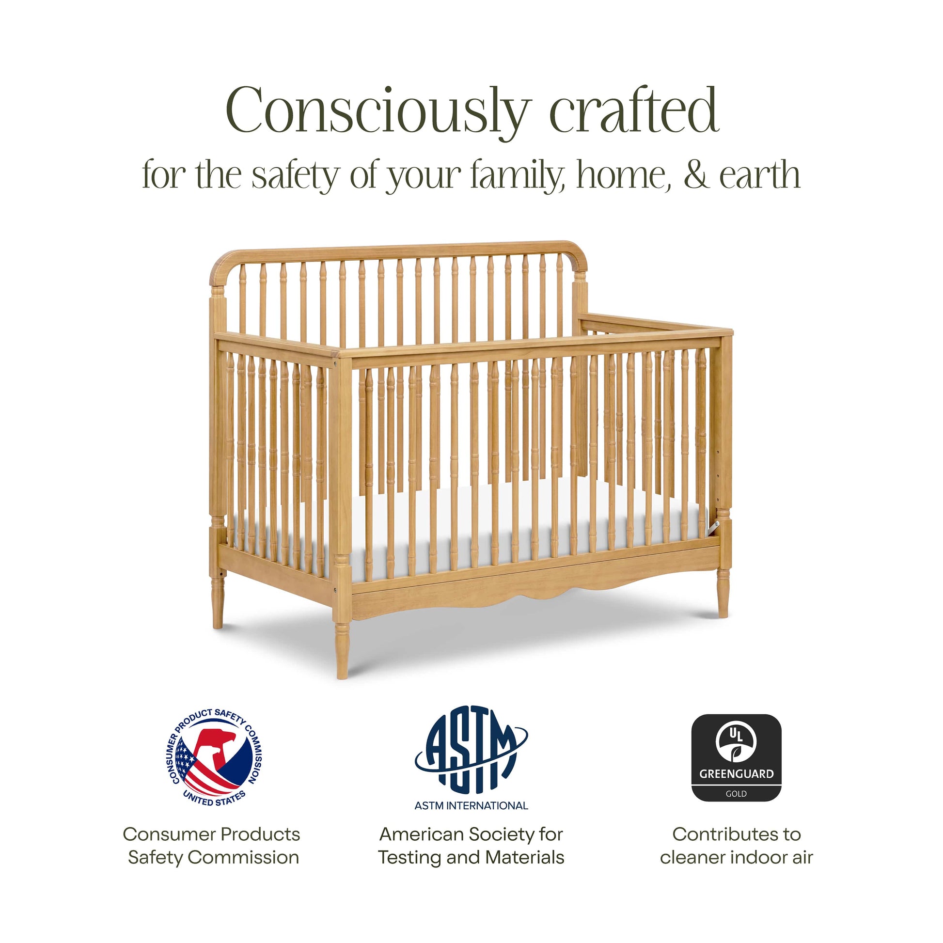 Namesake Liberty 4-in-1 Convertible Spindle Crib - Honey