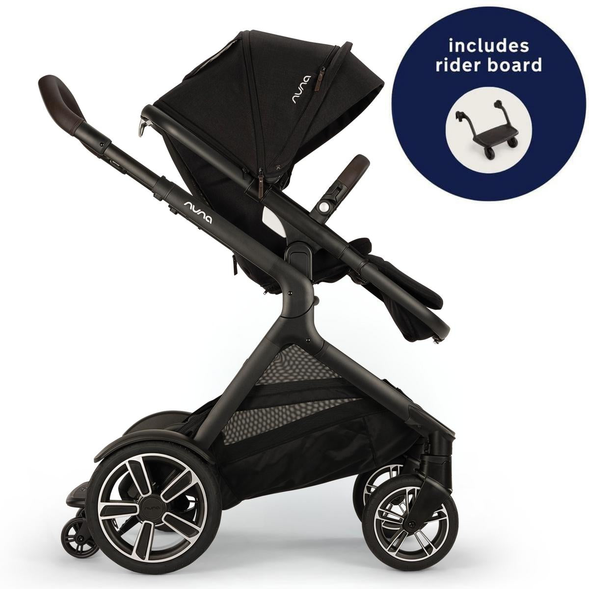 Nuna DEMI Next Stroller with Rider Board - Caviar / Chocolate