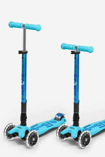Micro Kickboard Maxi Deluxe Foldable LED Scooter - Bright Blue