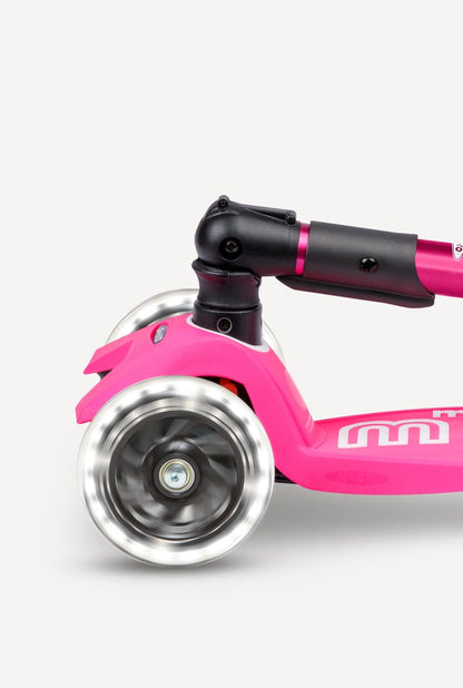 Micro Kickboard Maxi Deluxe Foldable LED Scooter - Shocking Pink - MMD096