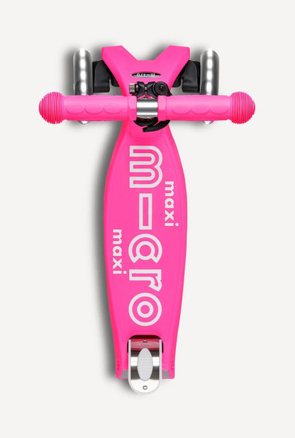 Micro Kickboard Maxi Deluxe Foldable LED Scooter - Shocking Pink - MMD096