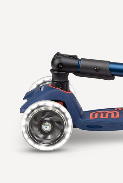 Micro Kickboard Maxi Deluxe Foldable LED Scooter - Navy Blue / Red - MMD133