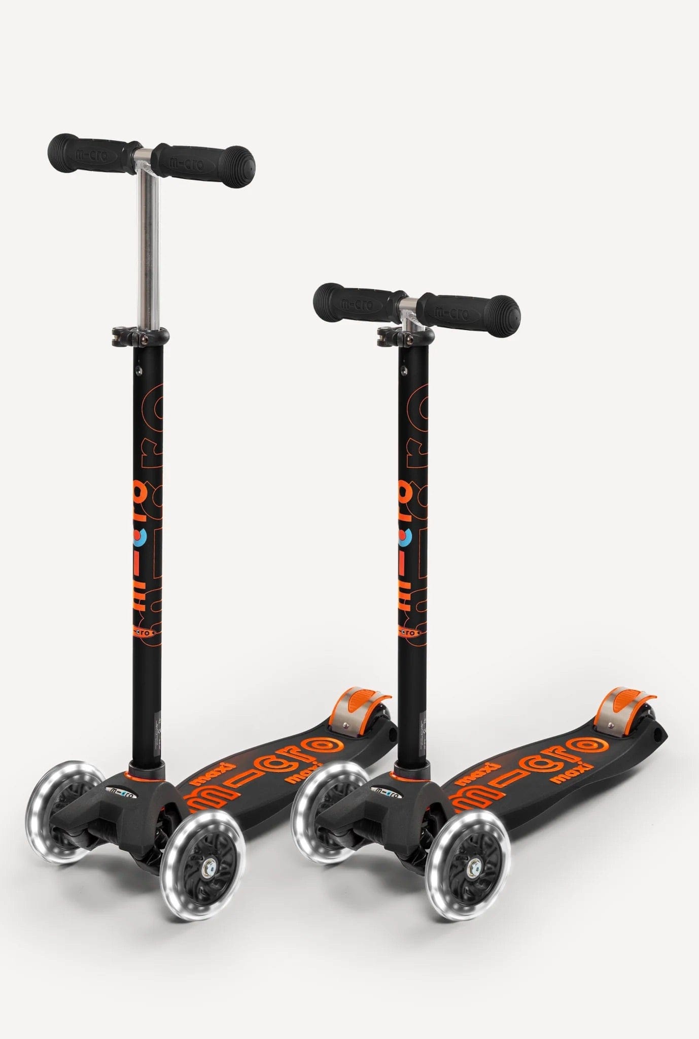 Micro Kickboard Maxi Deluxe LED Scooter - Black / Orange - MMD143