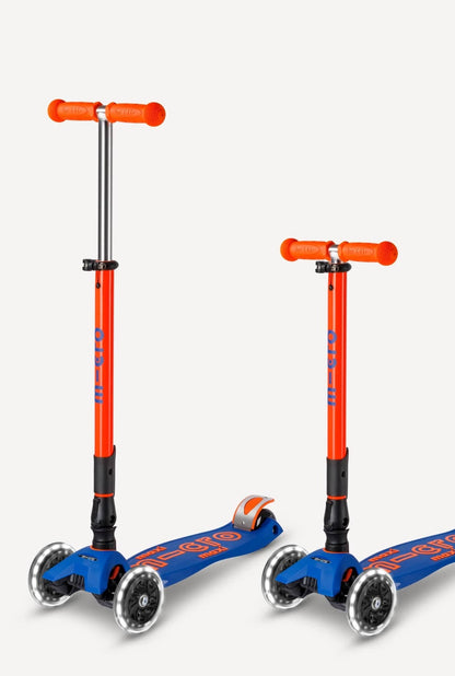 Micro Kickboard Maxi Deluxe Foldable LED Scooter - Neon Blaze Orange - MMD227