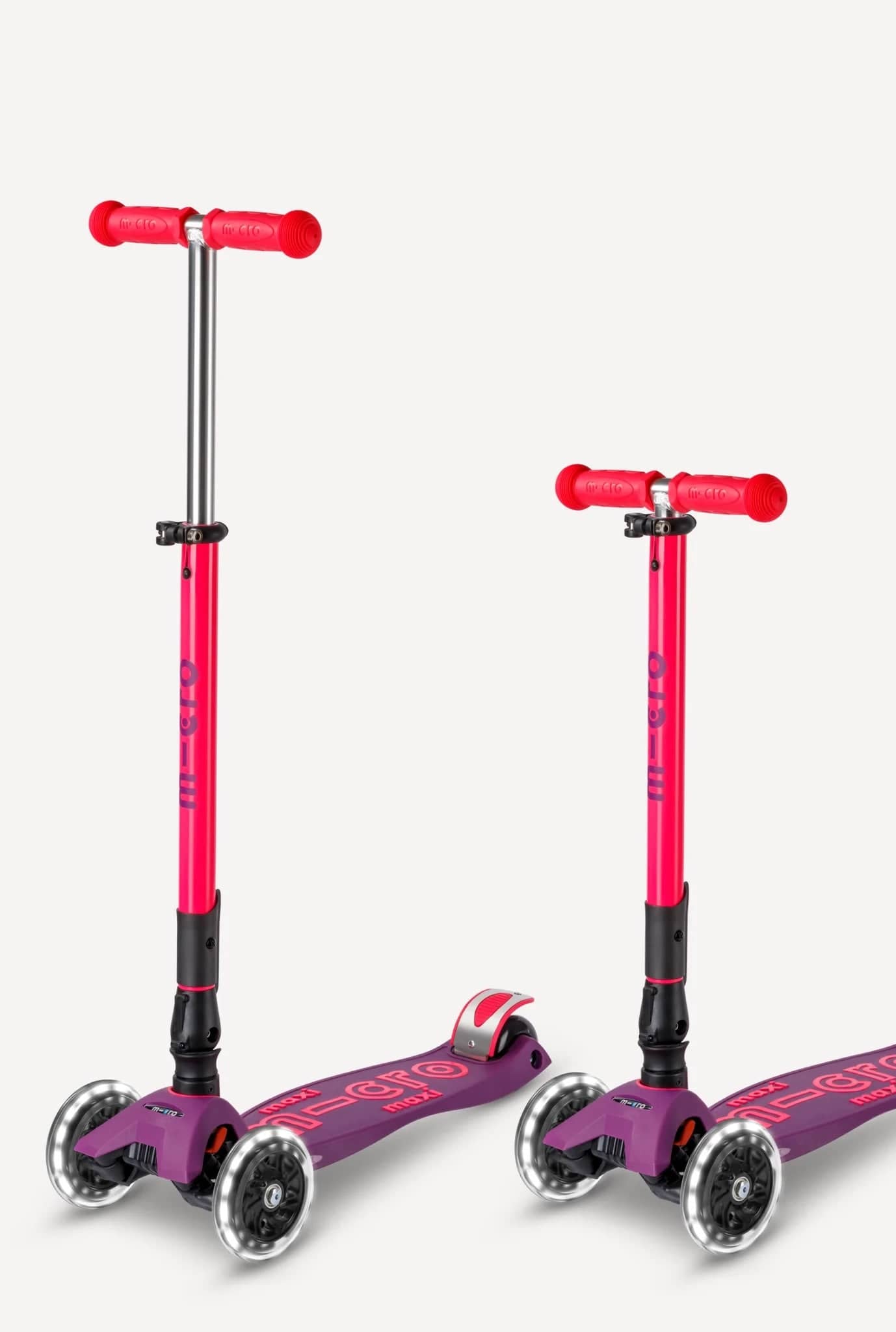 Micro Kickboard Maxi Deluxe Foldable LED Scooter - Neon Ultra Pink - MMD228