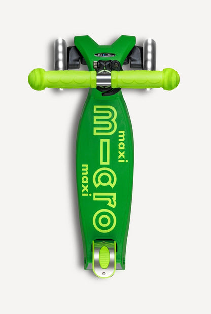 Micro Kickboard Maxi Deluxe Foldable LED Scooter - Neon Parrot Green - MMD229