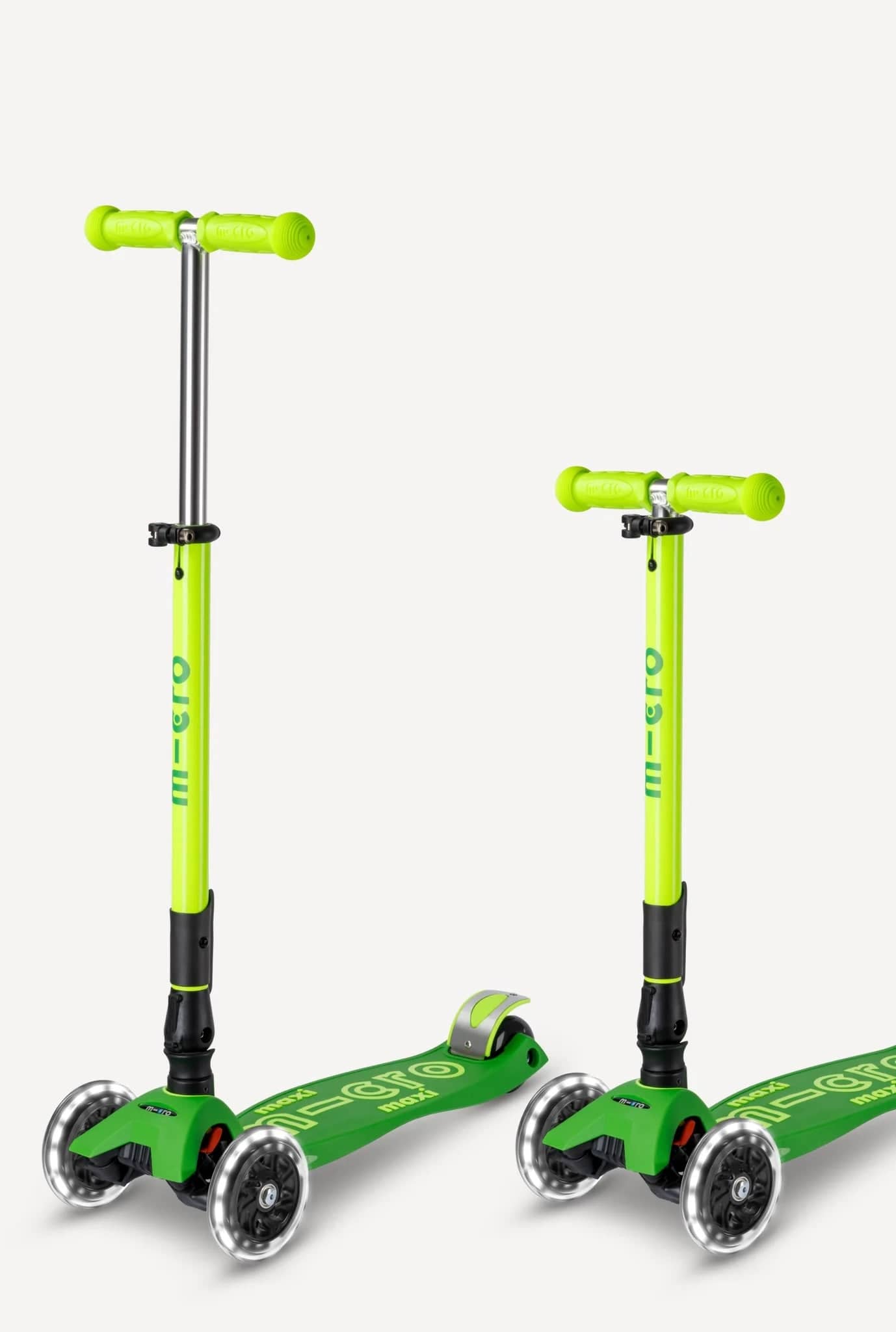 Micro Kickboard Maxi Deluxe Foldable LED Scooter - Neon Parrot Green - MMD229