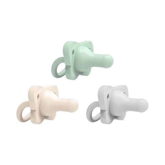 Dr. Brown's HappyPaci One-Piece Silicone Pacifier, 0-6m - Gray, Green, Ecru, 3-Pack - PS13003-P4