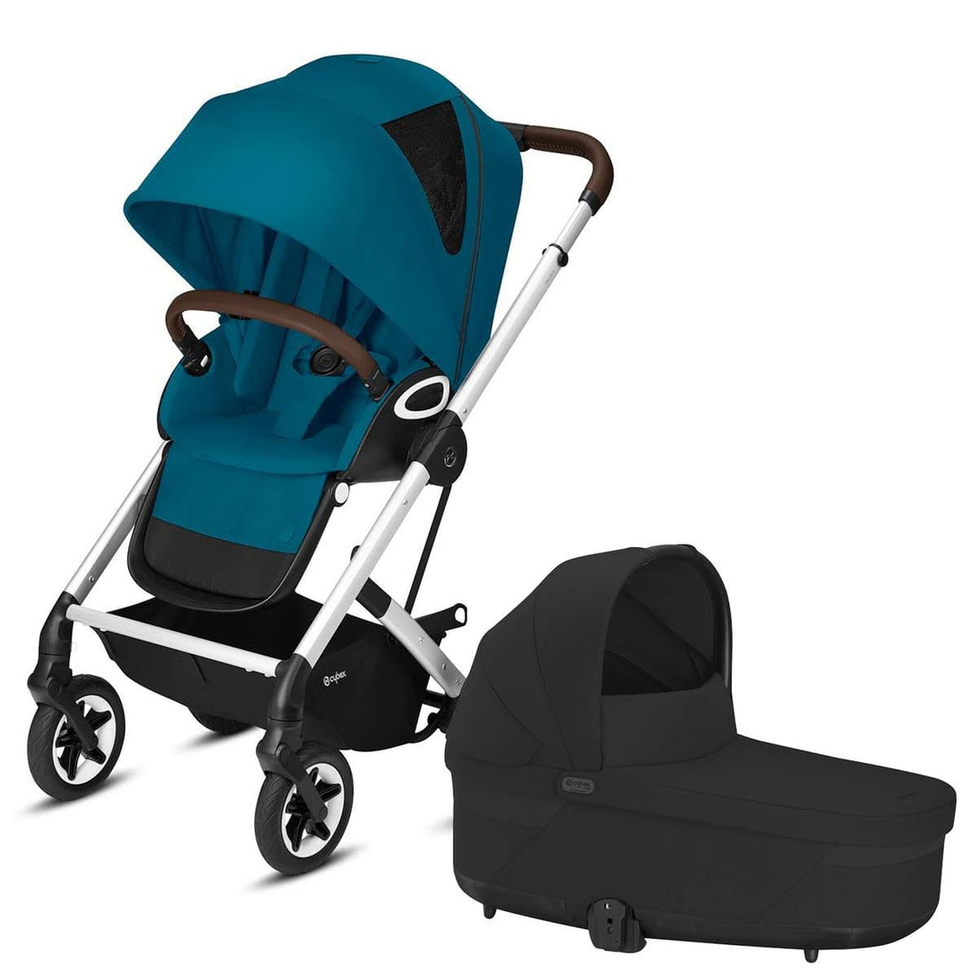 Cybex Talos S Lux All-Terrain Stroller + Cot S Lux 2 Bundle - River Blue / Moon Black - 520004525-522002347