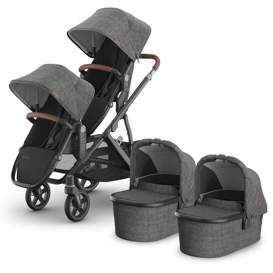UPPAbaby Vista V3 Twin Stroller with RumbleSeat V3 + Bassinet Bundle - Greyson - TWIN-V3-BAS-0303-VSO-NA-GRY