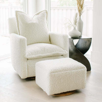 Oilo Small Stationary Rectangle Ottoman With Wood Base -