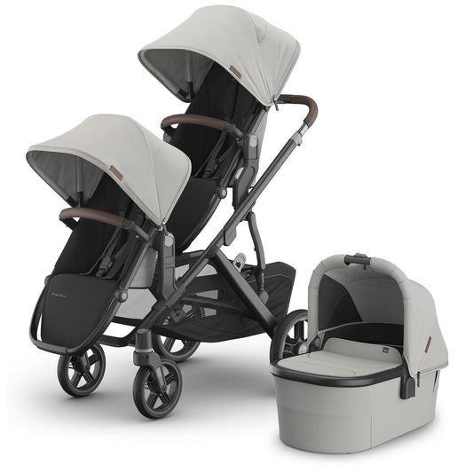 UPPAbaby Vista V3 Double Stroller with RumbleSeat V3 + Bassinet Bundle - Savannah - DBL-V3-BAS-0303-VSO-NA-SAV