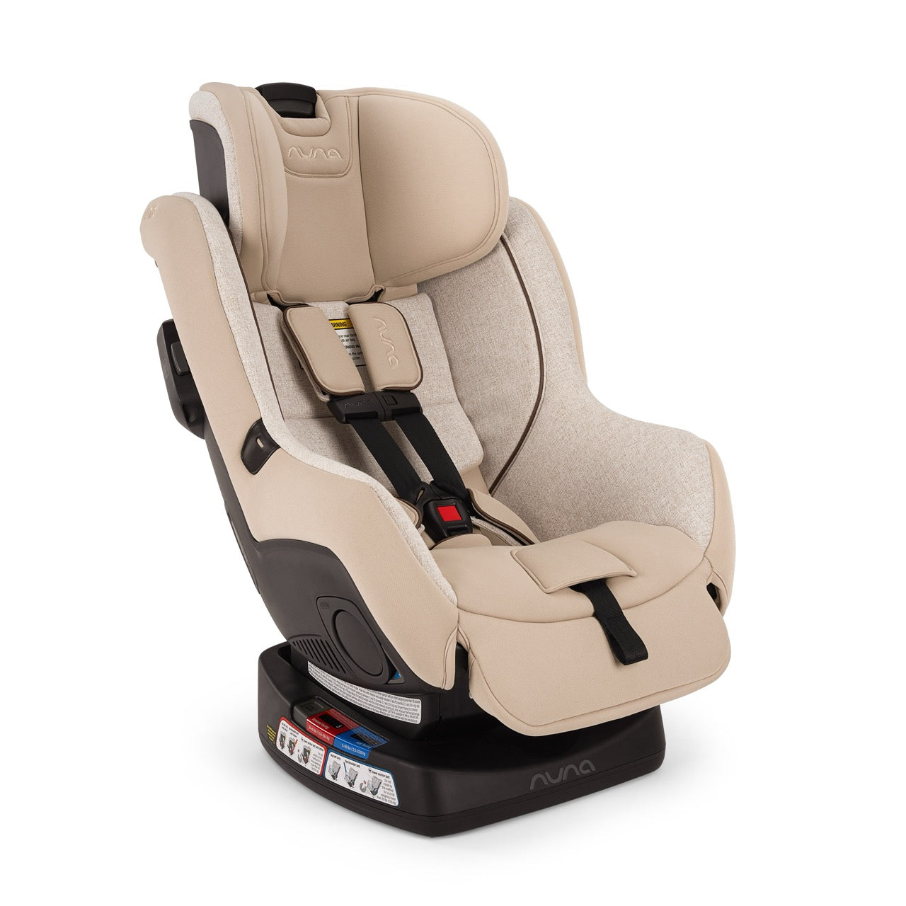 Nuna beige convertible car seat with five point harness system