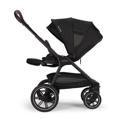 Nuna black stroller with canopy and storage basket