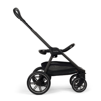 Nuna stroller frame with storage basket and wheels