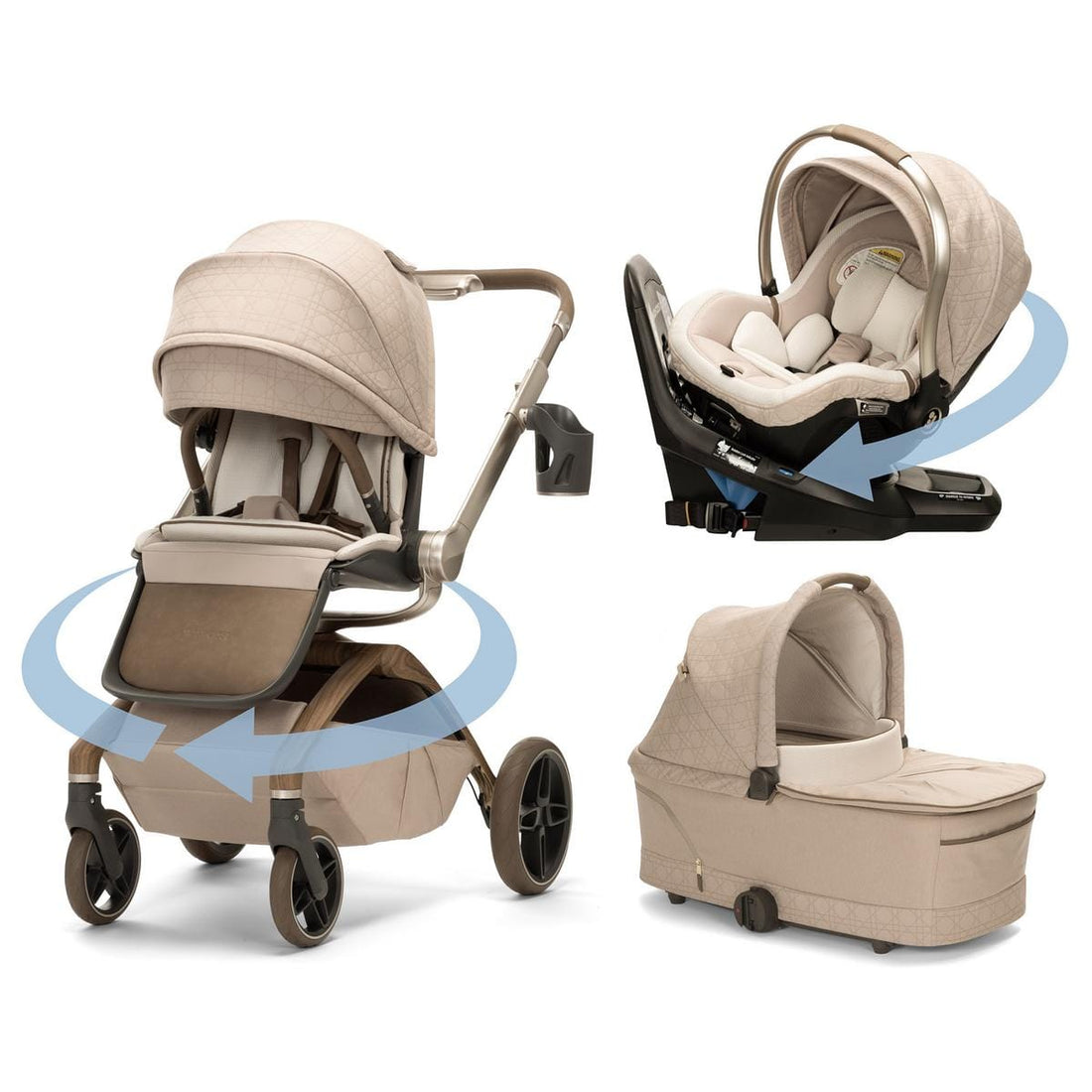 Maxi-Cosi Tana 360 + Peri 180 Rotating Infant Car Seat Travel System + Bassinet Bundle - Natural Heritage - CV452HDF-CV460HDF-IC397HDF