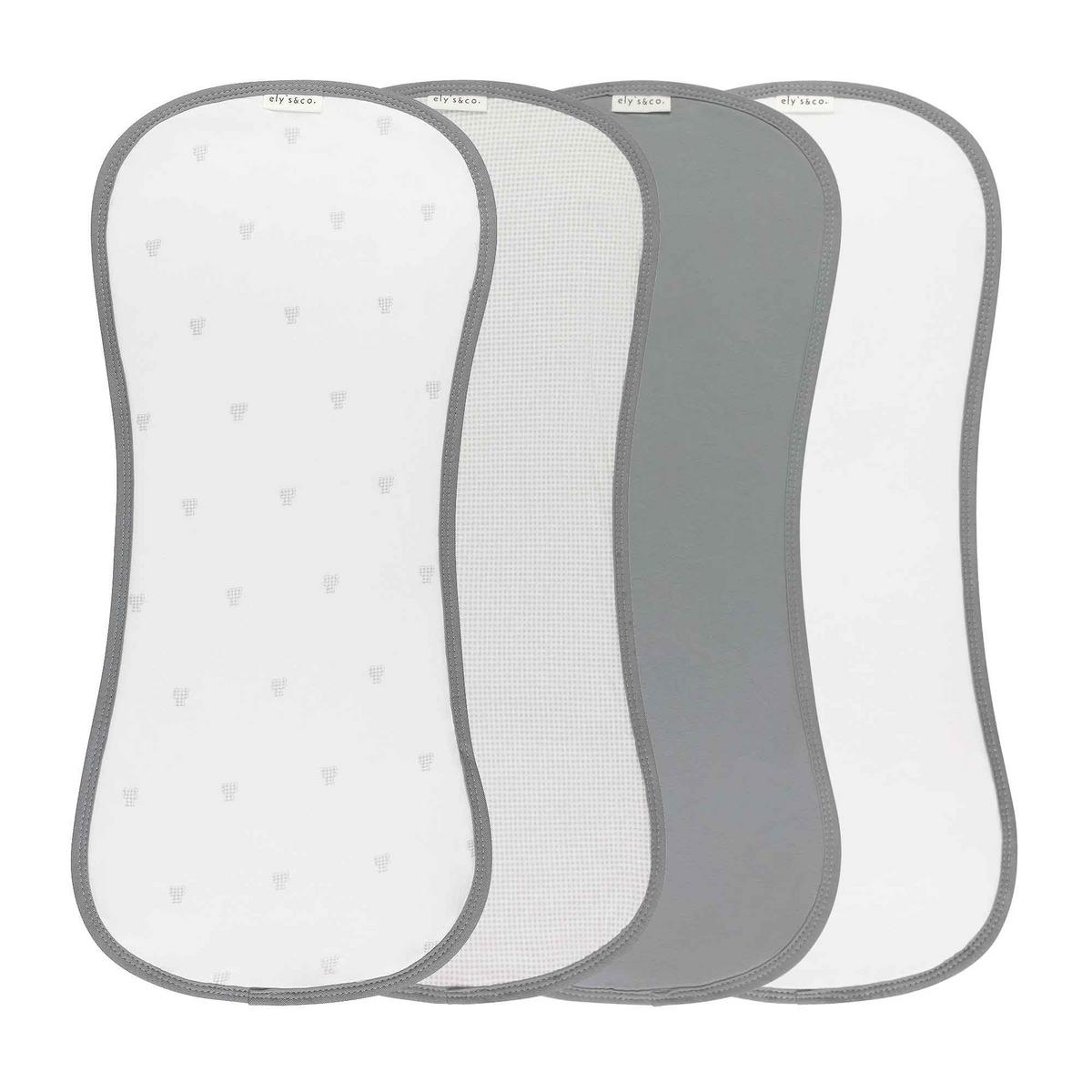 Ely's & Co. 4 Pack Absorbent Burp Cloths - Gingham Bear Collection - Blue