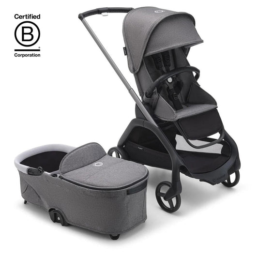 Bugaboo OPEN BOX Dragonfly Complete Lightweight Compact Stroller + Bassinet - Graphite / Grey Melange / Grey Melange - 100176031-ob