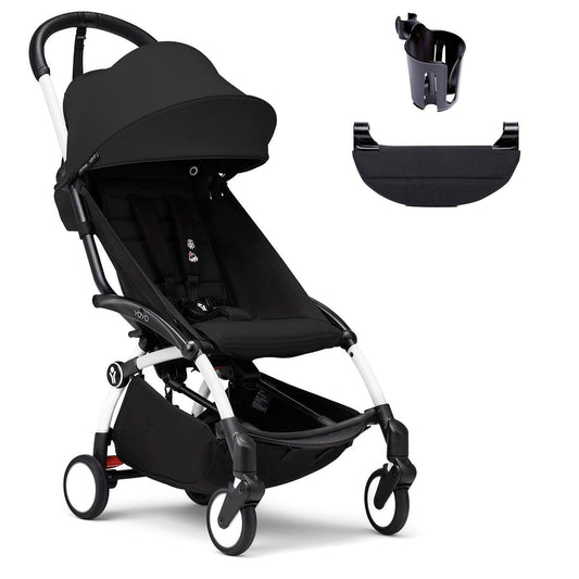 Stokke YOYO3 Ultra Compact 6+ Stroller + Essentials Bundle - White / Black - 654200-655101-646701