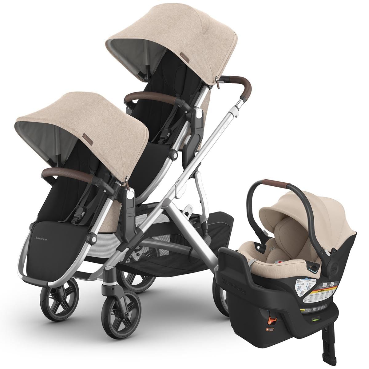 UPPAbaby Vista V3 Double Stroller with RumbleSeat V3 + Aria Travel System Bundle - Declan / Declan - DBL-V3-TRVL-ARIA-0303-VSO-NA-DCL