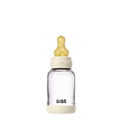 BIBS Baby Glass Bottle Set 4oz Latex, Slow Flow - Ivory - 5019216