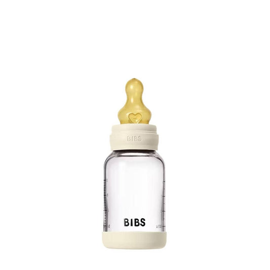 BIBS Baby Glass Bottle Set 4oz Latex, Slow Flow - Ivory - 5019216