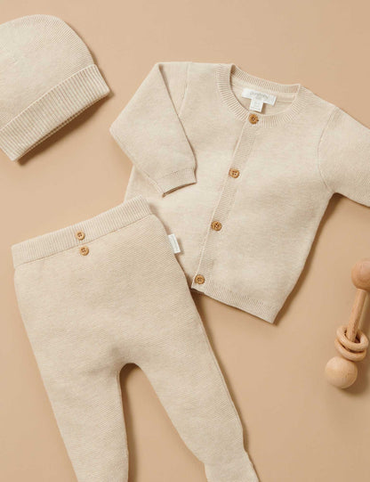 Purebaby Textured Leggings - Wheat Melange, NB - Image 2