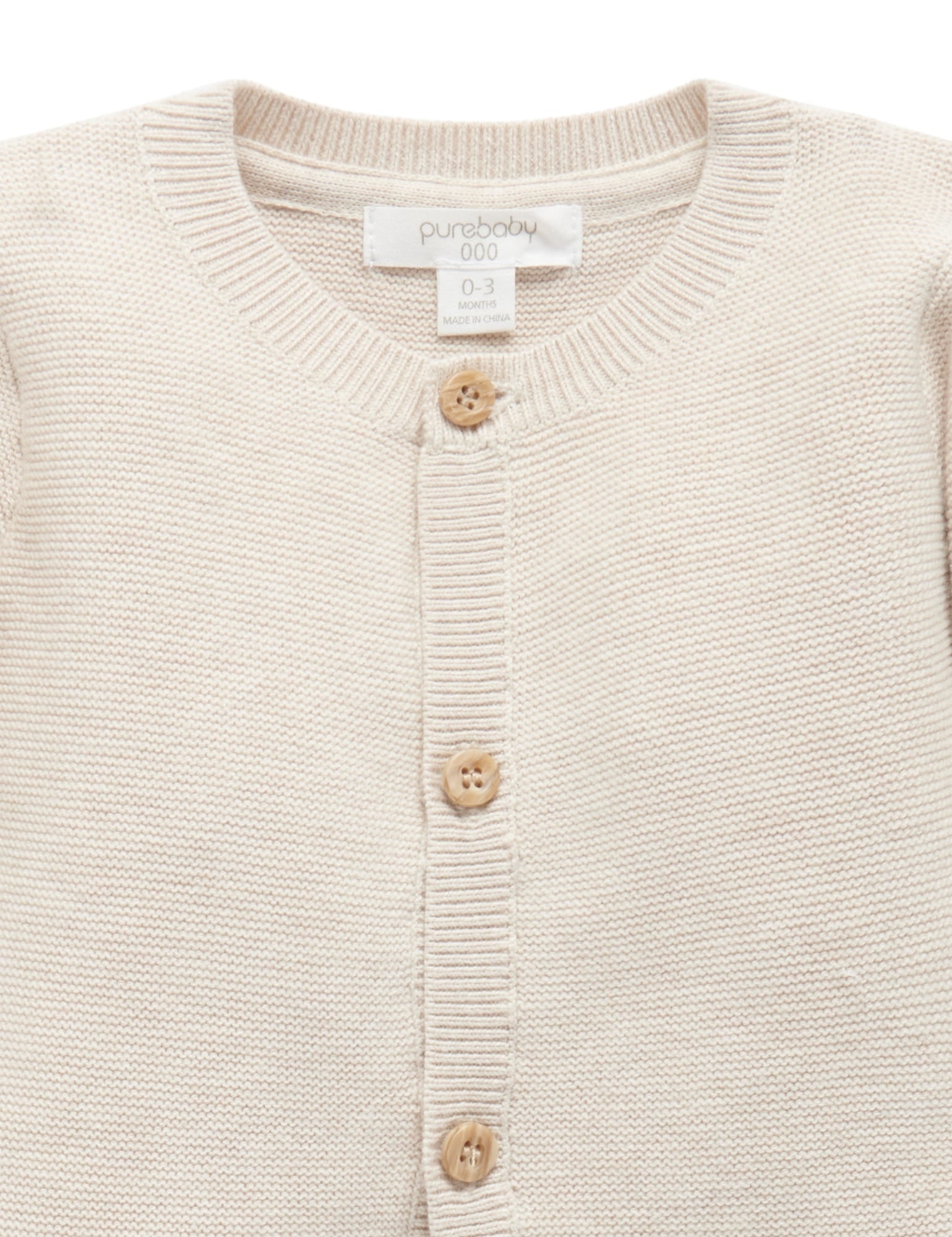 Purebaby Textured Cardigan - Wheat Melange, 3-6M - Image 3