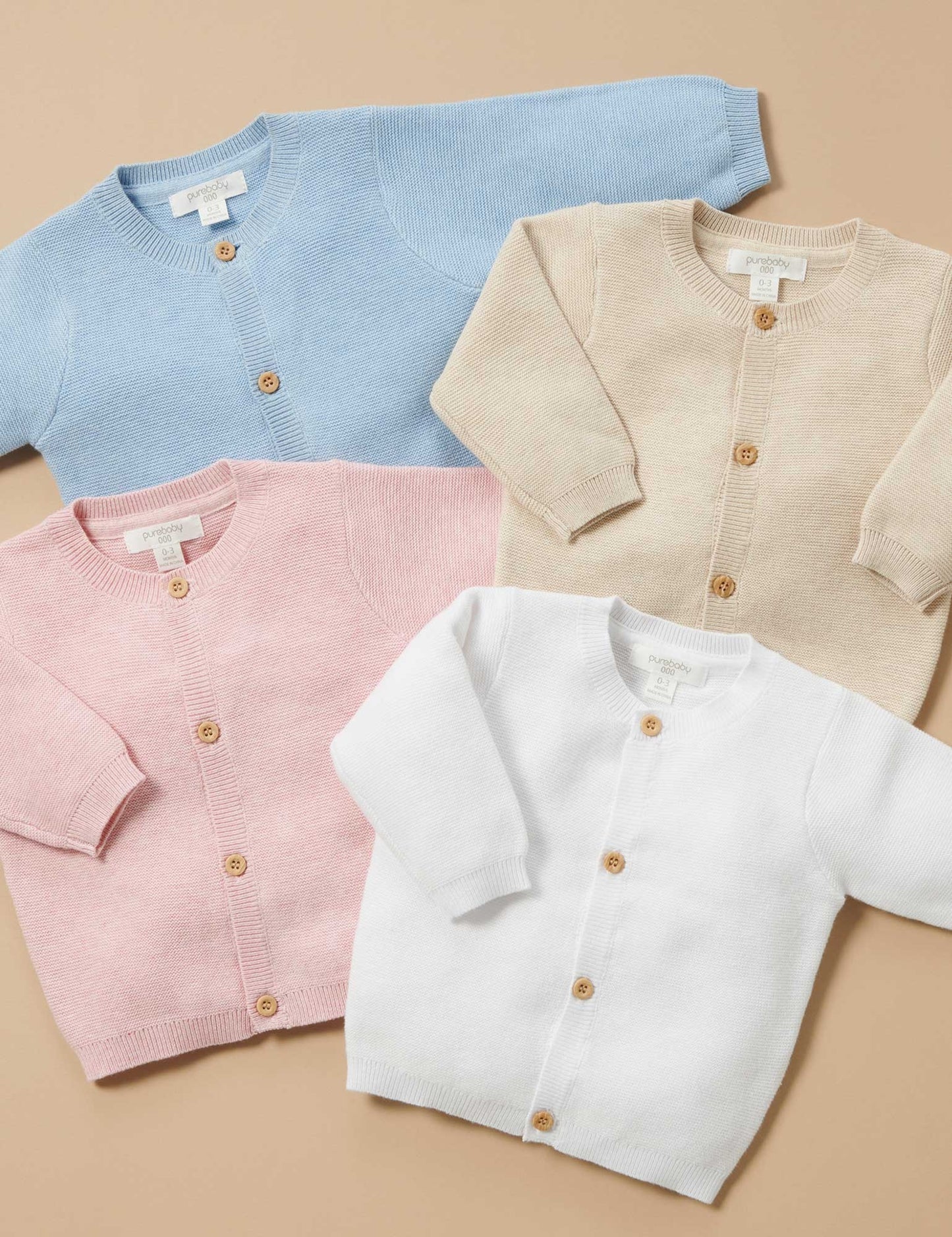 Purebaby Textured Cardigan - Wheat Melange, 3-6M - Image 6