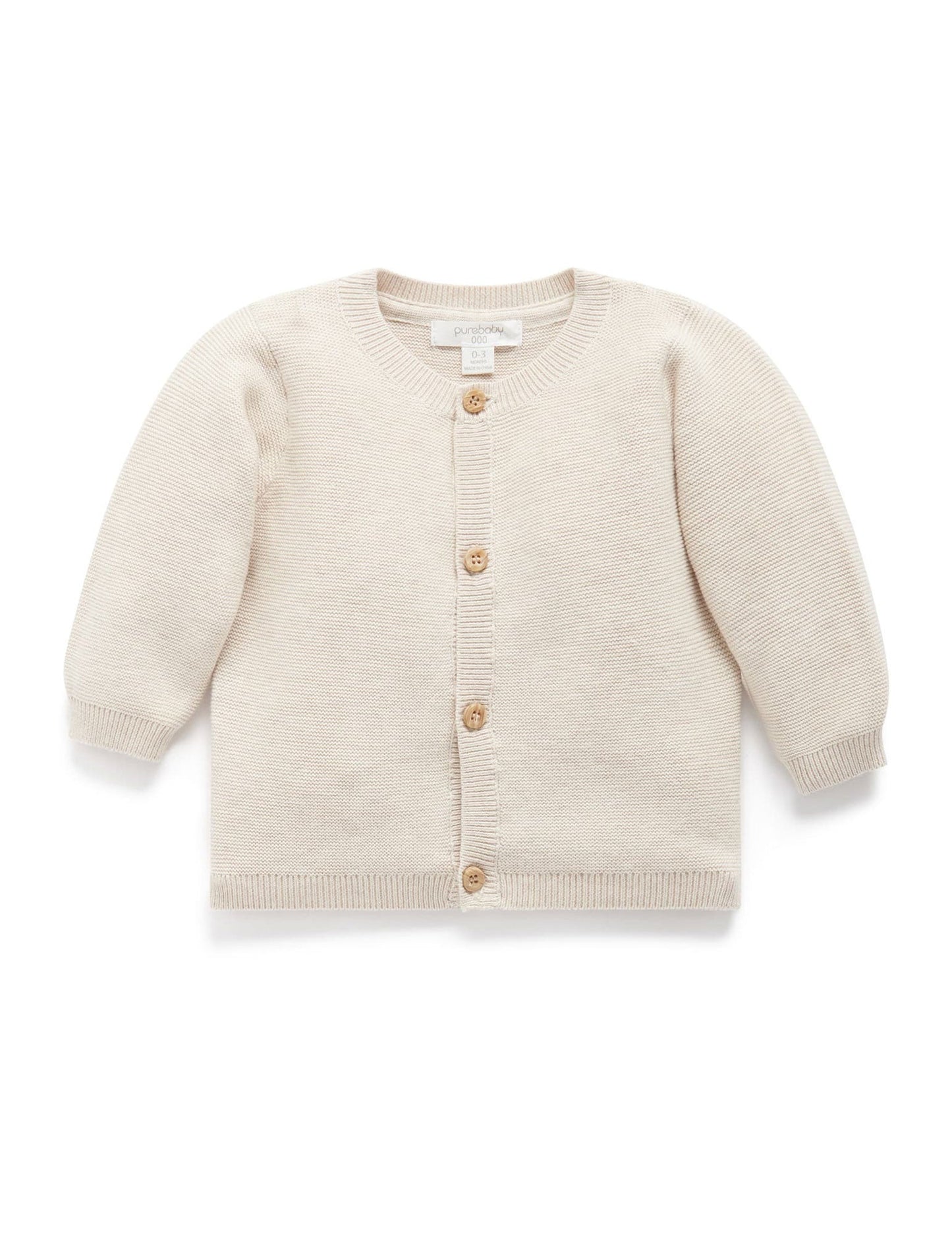 Purebaby Textured Cardigan - Wheat Melange, 3-6M