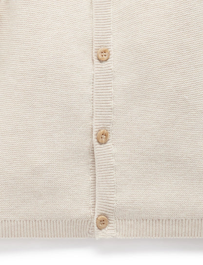 Purebaby Textured Cardigan - Wheat Melange, NB - Image 5