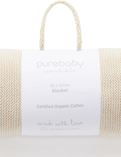 Purebaby Essentials Textured Blanket - Wheat Melange, One Size - Image 4