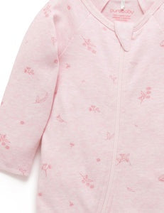 Purebaby Zip Growsuit & Headband Set - Pale Pink Blossom, NB - Image 3