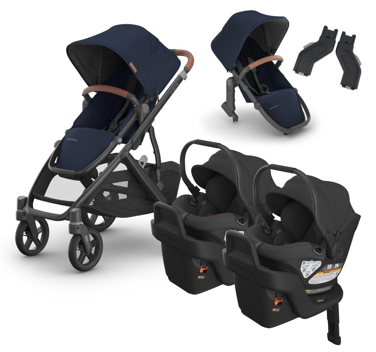 UPPAbaby VISTA V3 Twin Double Stroller with V2+ Rumbleseat + ARIA Travel System Bundle - Noa / Jake - TWIN-TRVL-ARIA-0303-VSO-NA-NOA