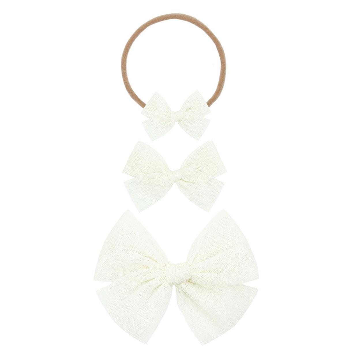 Lou Lou & Company Tulle Bow Headband - Ivory Dot (Large)
