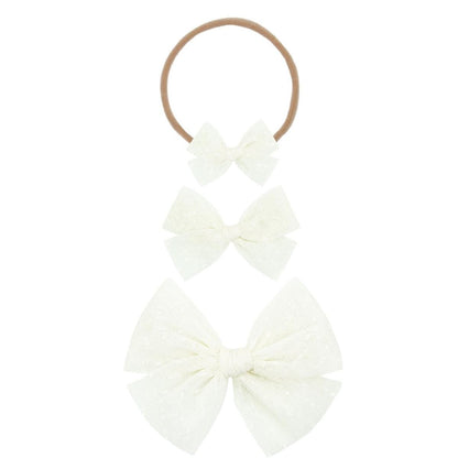 Lou Lou & Company Tulle Bow Headband - Ivory Dot (Large)