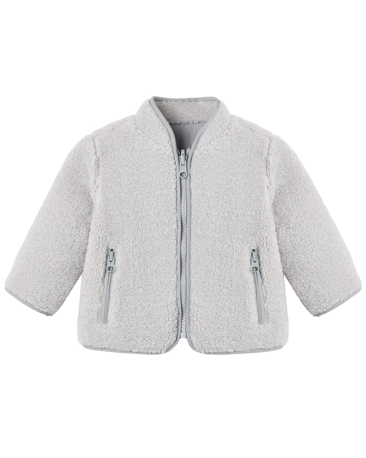 Quincy Mae Shearling Zip Jacket - Fog - 3-6M