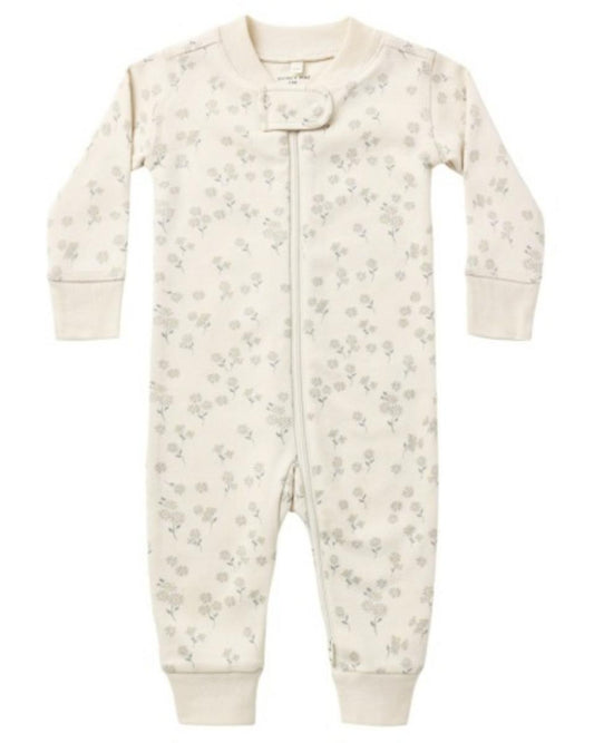 Quincy Mae Zip Long Sleeve Sleeper Daisy - Natural, 0-3M
