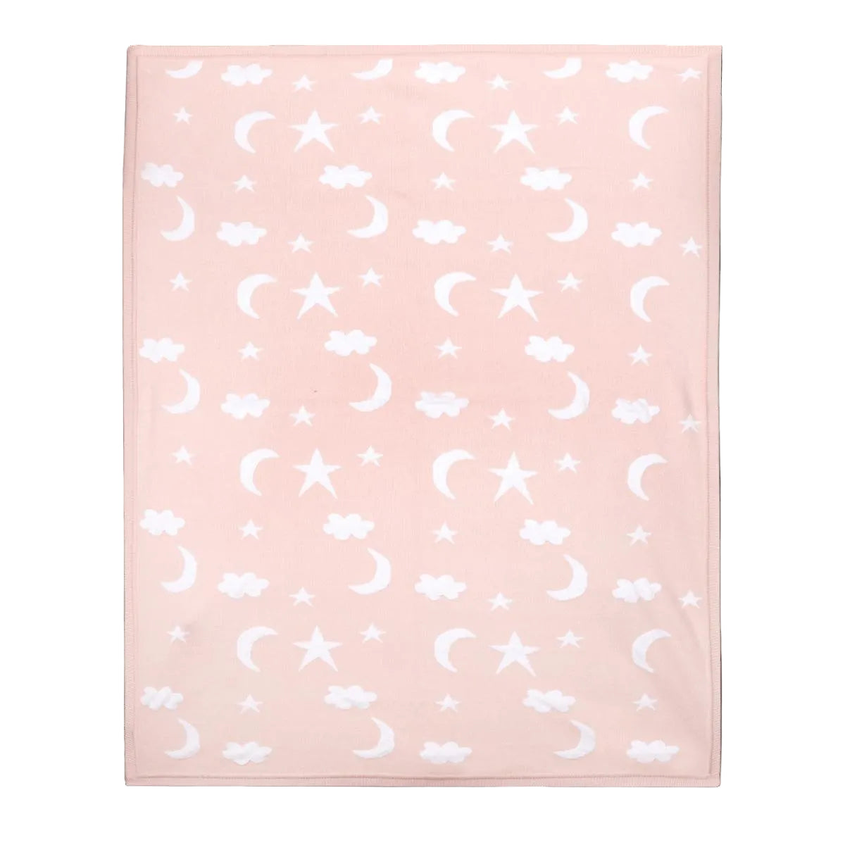 Viverano Organics Moon & Stars Dream Organic Baby Jacquard Knit Blanket - Baby Pink, One Size