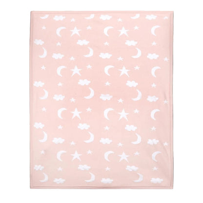 Viverano Organics Moon & Stars Dream Organic Baby Jacquard Knit Blanket - Baby Pink, One Size