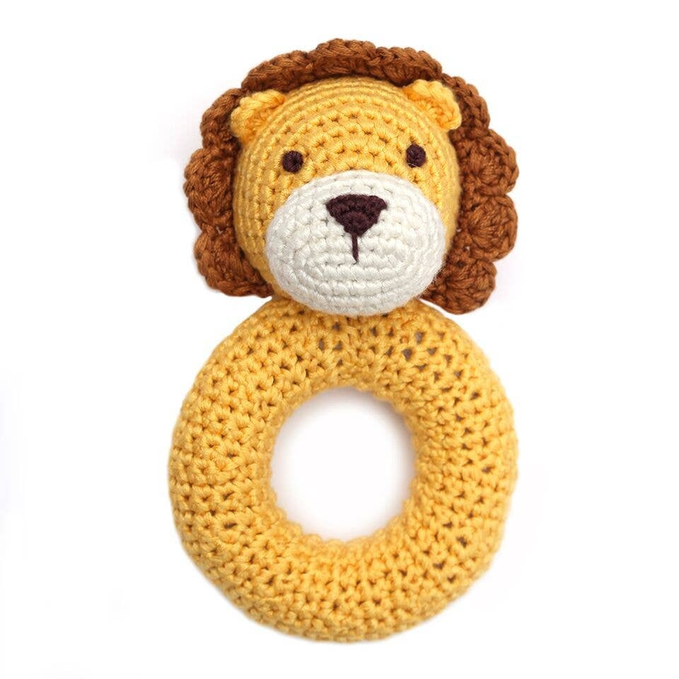 Cheengoo Lion Ring Hand Crocheted Rattle